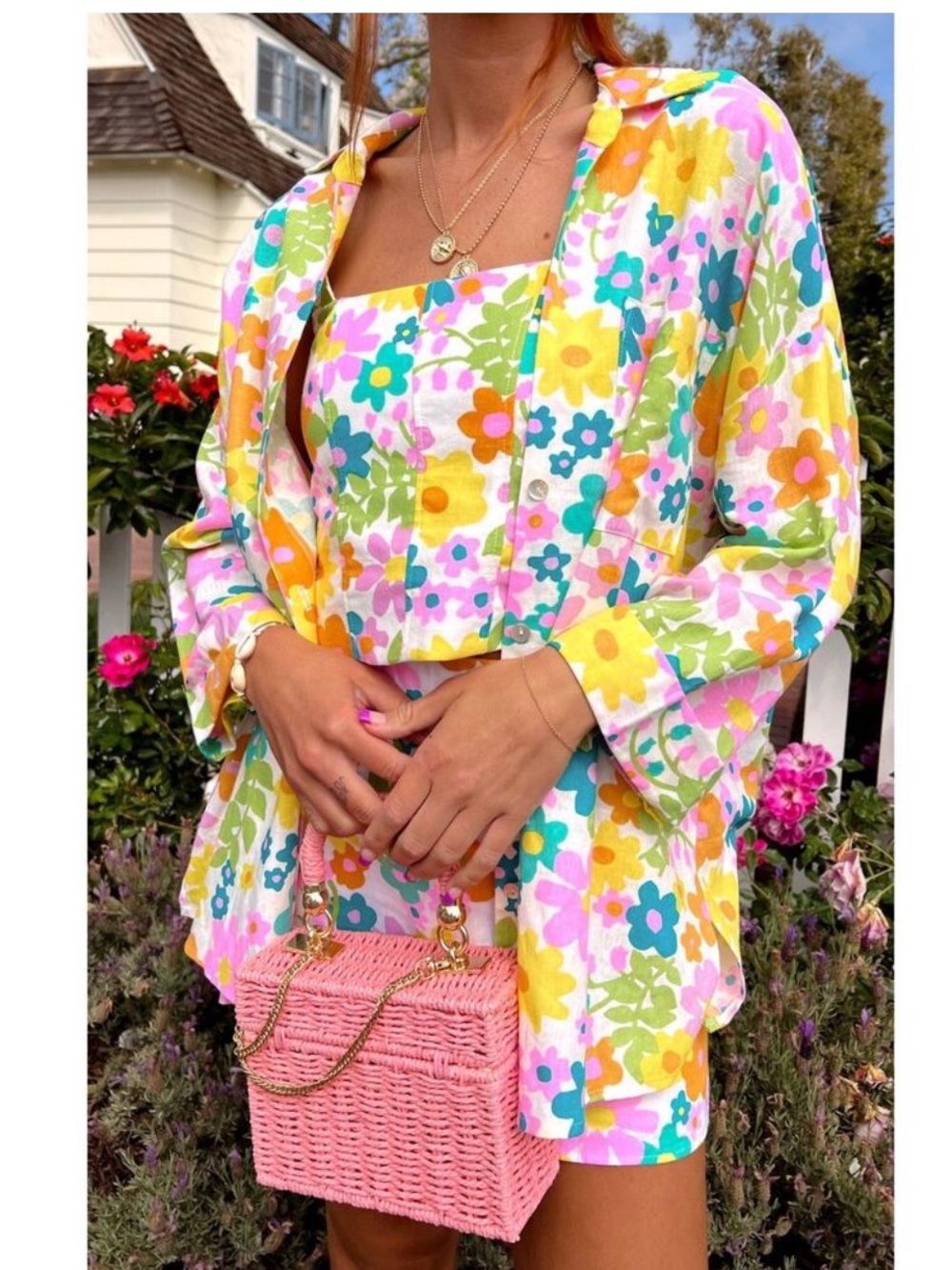 ⭐️Show Me Your Mumu Weekday Button Up Petal Pop Oversized Linen Blend⭐️